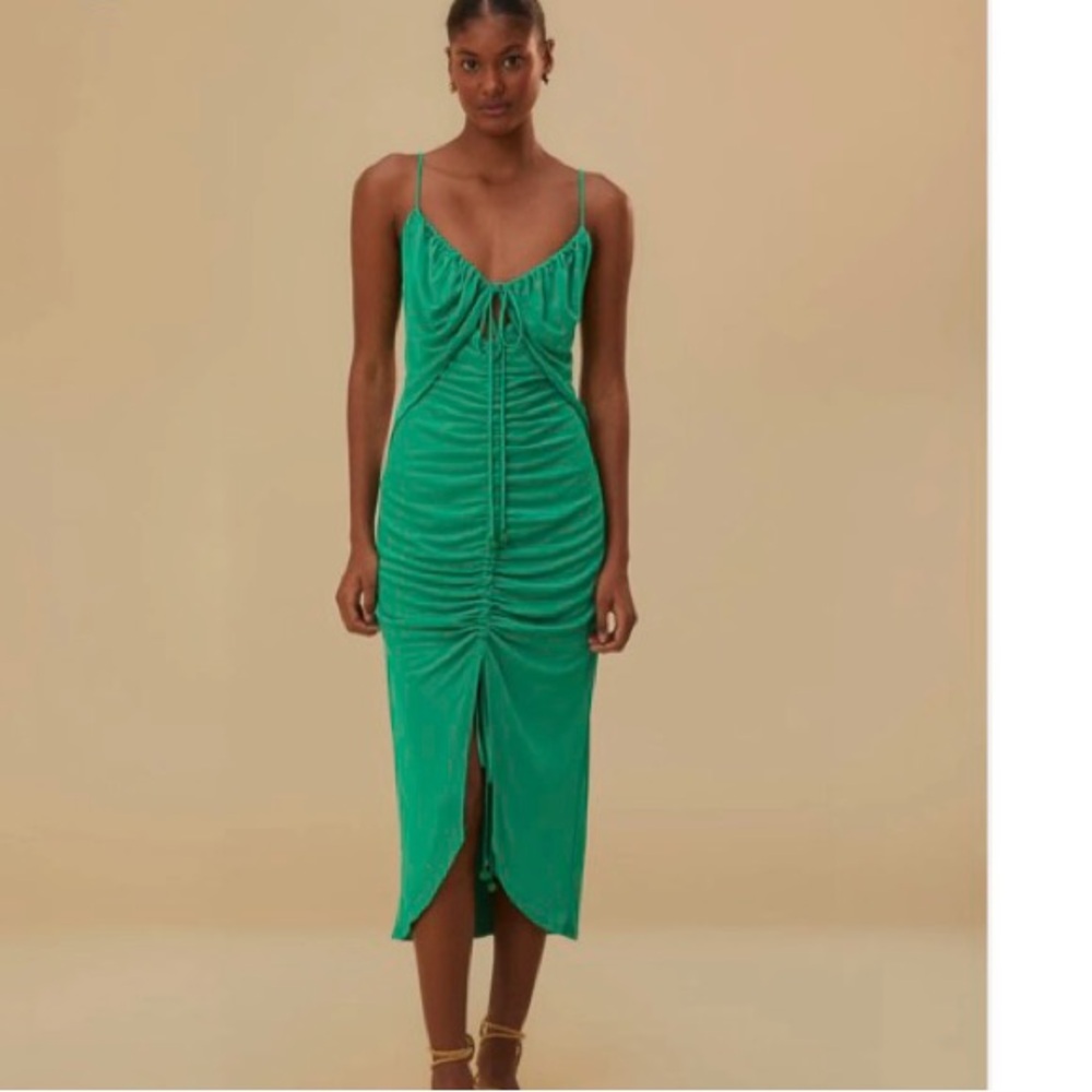 Farm Rio Green Cutout Sleeveless MIDI Dress